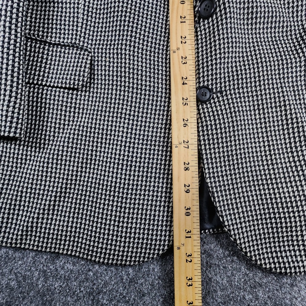 Tom James Blazer Mens 44R Black White Houndstooth 100% Wool Sport Coat 2-Button - Picture 12 of 15